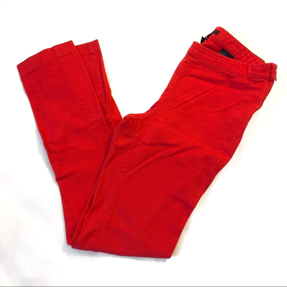 H&M Side Zip Red Skinny Jeans Pants sz 4